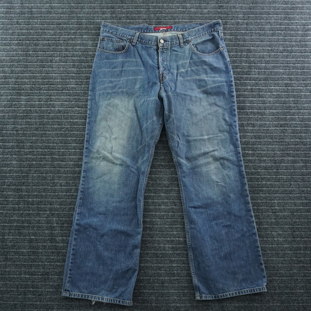 fcuk French Connection Jeans Mens 38 Blue Straight Leg Button Fly Denim